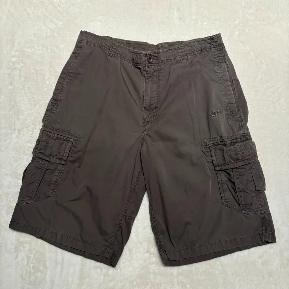 Nike Sportswear Mens Y2K Cargo Drawstring Cotton Shorts Brownish‎ Grey Color L